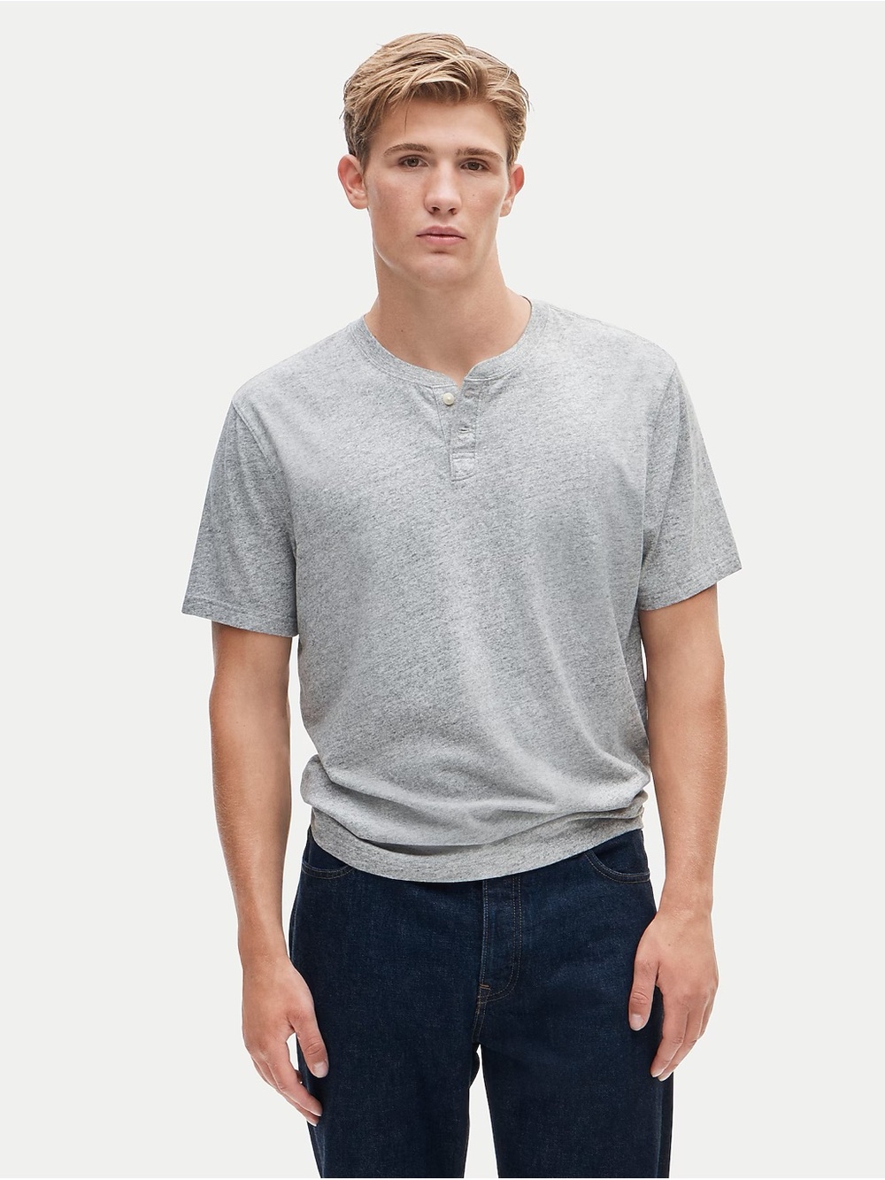 J. Crew Short-sleeve vintage-wash cotton henley • size large • NWT • CG175